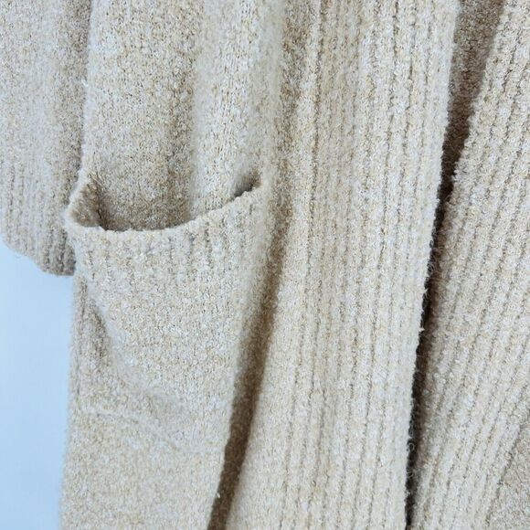Soft Surroundings Beige Longline Open Duster Cardigan Size Medium Wool Blend - Picture 2 of 6